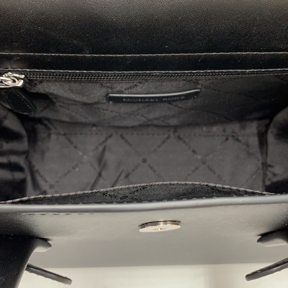 MICHAEL KORS Carmen Medium Flap Saffiano Leather Belted Satchel Black color - Picture 12 of 16